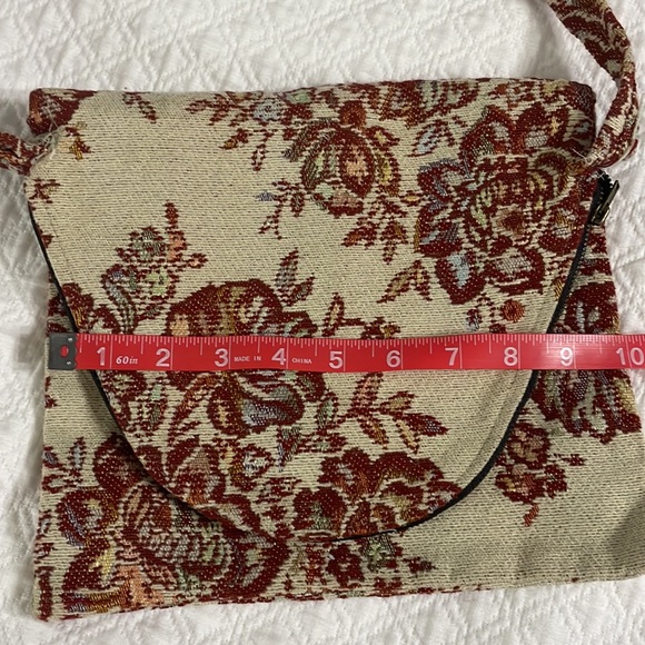 Tapestry boho hippie style hobo purse bag burgundy floral long strap cross body - Picture 6 of 10